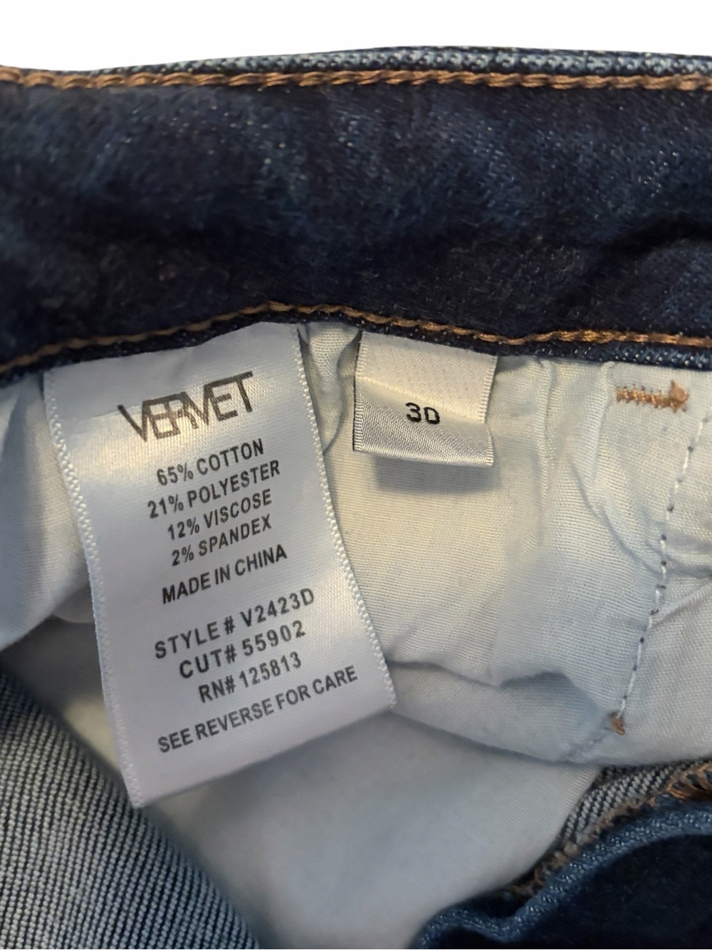 VERVET Dark Wash Skinny Jeans Size 30 Stretch Denim - Picture 4 of 7